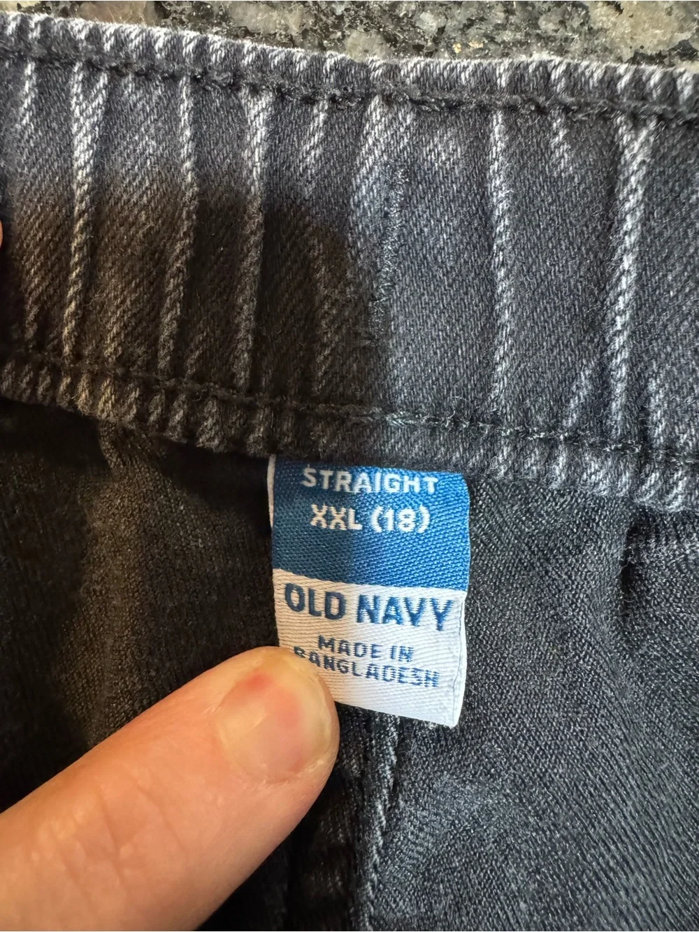 Old Navy Pull On Straight Denim Pants Jeans Black Drawstring Elastic Waist XXL